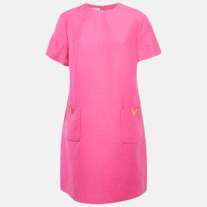 Valentino Pink Wool Blend V Metal Detail Shift Dress L, Dresses - Luxury Closet catalog