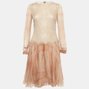 Valentino Beige Silk Pleated Short Dress M, Dresses - Luxury Closet catalog
