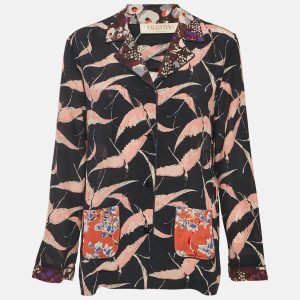 Valentino Black Bird Printed Silk Button Front Shirt S, Shirts & Tops - Luxury Closet catalog