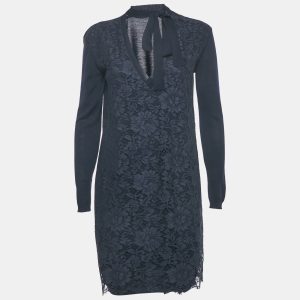 Valentino Navy Blue Lace and Knit Mini Dress S, Dresses - Luxury Closet catalog