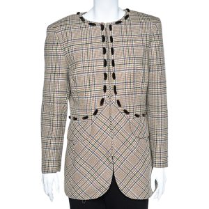 Valentino Boutique Beige Prince Of Wales Check Wool Blazer L, Coats & Jackets - Luxury Closet catalog