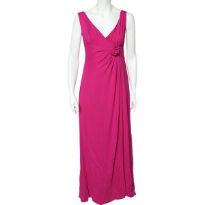 Valentino Pink Crepe Slit Detail Draped Sleeveless Gown L, Dresses - Luxury Closet catalog