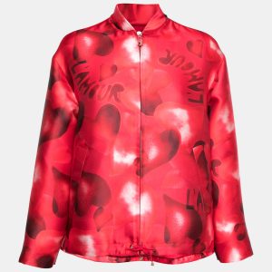 Valentino Red Printed Satin Zip Front Oversized Jacket S, Coats & Jackets - Luxury Closet catalog