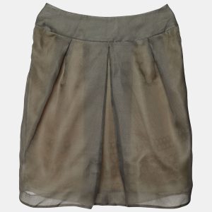 Valentino Grey Silk Pleat Detail Skirt L, Skirts - Luxury Closet catalog
