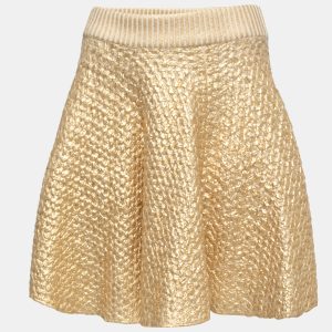 Valentino Gold Coated Wool Knit Skirt M, Skirts - Luxury Closet catalog