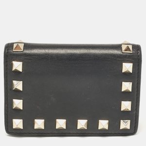 Valentino Black Leather Rockstud Card Case, Wallets & Money Clips - Luxury Closet catalog