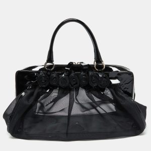 Valentino Black Mesh and Patent Leather Petale Rose Dome Satchel, Satchels - Luxury Closet catalog