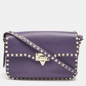 Valentino Purple Leather Rockstud Flap Shoulder Bag, Shoulder Bags - Luxury Closet catalog