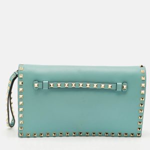 Valentino Light Green Leather Rockstud Flap Wristlet Clutch, Clutches & Special Occasion Bags - Luxury Closet catalog