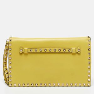 Valentino Yellow Leather Rockstud Flap Wristlet Clutch, Clutches & Special Occasion Bags - Luxury Closet catalog