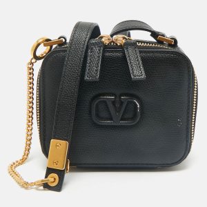 Valentino Black Leather Mini VSling Camera Crossbody Bag, Shoulder Bags - Luxury Closet catalog