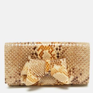 Valentino Beige Python Bow Flap Continental Wallet, Wallets & Money Clips - Luxury Closet catalog