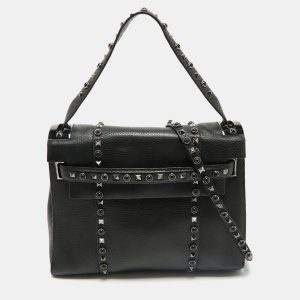 Valentino Black Leather Medium My Rockstud Rolling Top Handle Bag, Satchels - Luxury Closet catalog