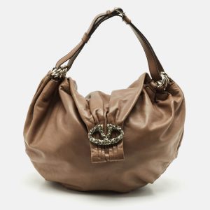 Valentino Beige Leather Crystal Embellished Catch Hobo, Shoulder Bags - Luxury Closet catalog