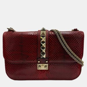 Valentino Red Rockstud Python Small Glam Lock Flap Bag, Handbags - Luxury Closet catalog