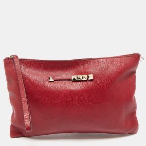 Valentino Red Leather Zip Wristlet Clutch, Clutches & Special Occasion Bags - Luxury Closet catalog