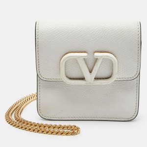 Valentino White Leather VLogo Compact Wallet On Chain, Wallets & Money Clips - Luxury Closet catalog