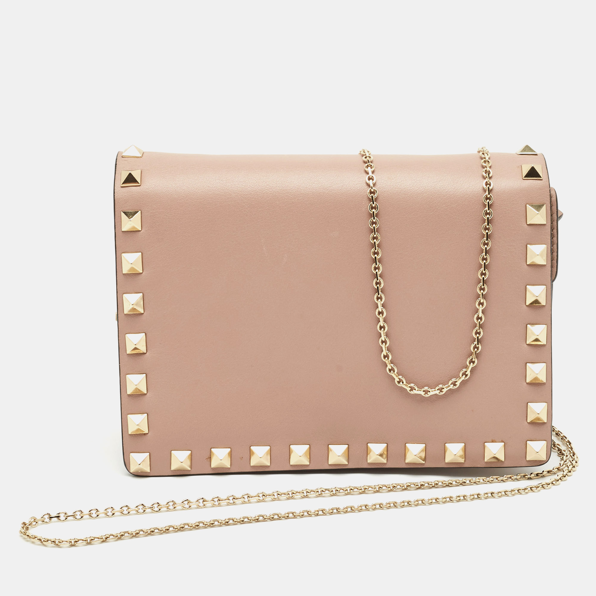 Valentino Beige Leather Rockstud Flap Wallet On Chain, Wallets & Money Clips - Luxury Closet catalog