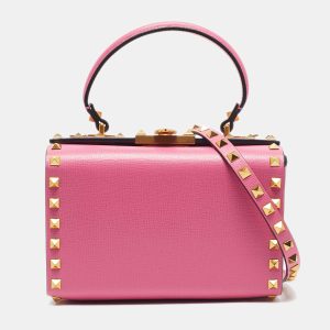 Valentino x Alcove Pink Leather Rockstud Box Top Handle Bag, Satchels - Luxury Closet catalog