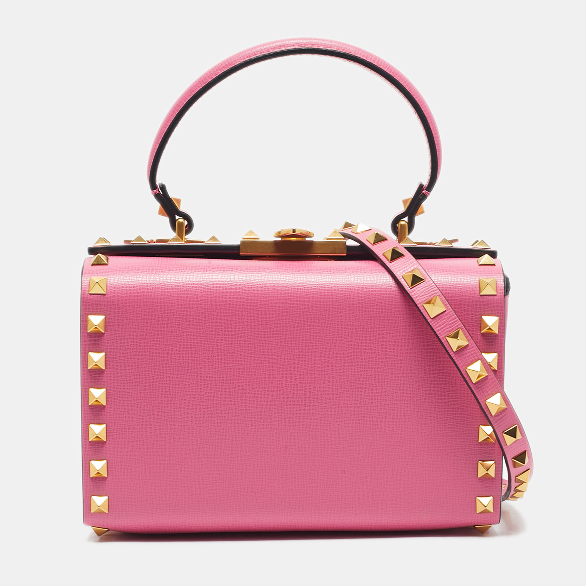 Valentino x Alcove Pink Leather Rockstud Box Top Handle Bag, Satchels - Luxury Closet catalog