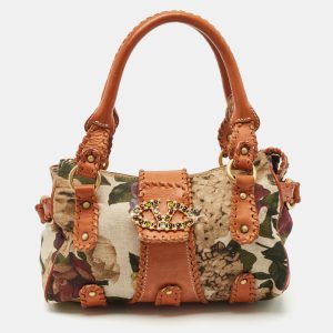 Valentino Multicolor Printed Canvas and Whipstitch Leather VLogo Crystals Satchel, Satchels - Luxury Closet catalog
