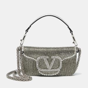 Valentino Silver Beaded and Crystal Small Loco Shoulder Bag, Shoulder Bags - Luxury Closet catalog