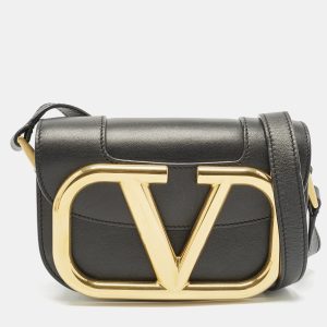 Valentino Black Leather Small Supervee Crossbody Bag, Shoulder Bags - Luxury Closet catalog