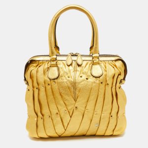 Valentino Metallic Gold Leather Maison Pintucked Rockstud Shopper Tote, Tote Handbags - Luxury Closet catalog