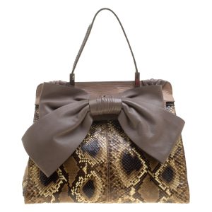 Valentino Beige Exotic Skin and Leather Aphrodite Bow Bag, Satchels - Luxury Closet catalog