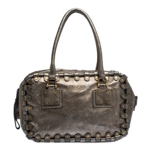 Valentino Metallic Leather Studded Satchel, Satchels - Luxury Closet catalog