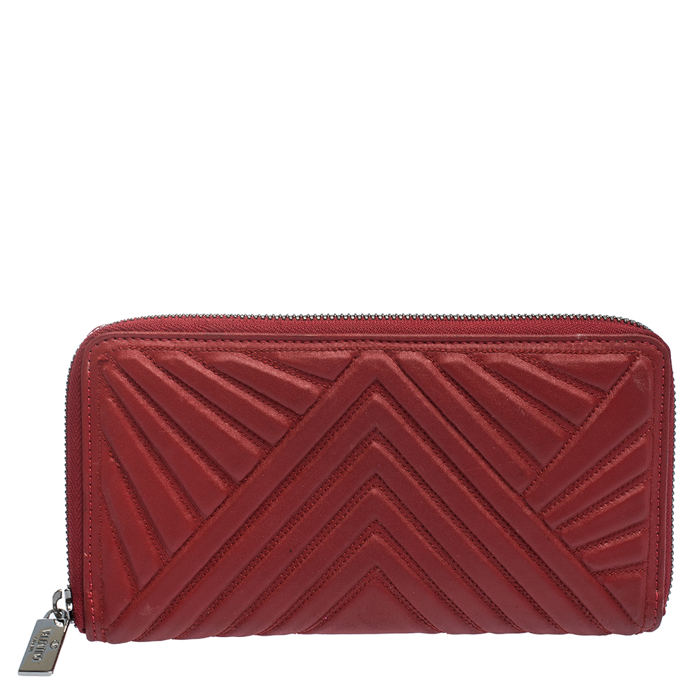 Valentino Red Coated Fabric Zip Around Wallet, Wallets & Money Clips - Luxury Closet catalog