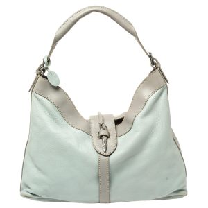 Valentino Mint Blue/Grey Grain Leather Metal Flap Hobo, Shoulder Bags - Luxury Closet catalog