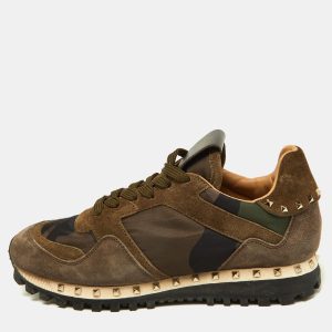 Valentino Green/Brown Suede and Camouflage Canvas Rockrunner Low Top Sneakers Size 35, Athletic Shoes & Sneakers - Luxury Closet catalog