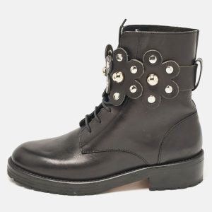 Valentino Black Leather Embellished Combat Boots Size 36, Boots - Luxury Closet catalog