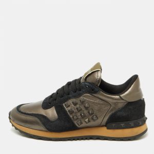 Valentino Metallic/Black Leather and Suede Rockrunner Sneakers Size 37, Athletic Shoes & Sneakers - Luxury Closet catalog
