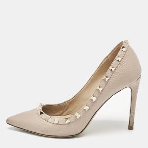 Valentino Poudre Pink Leather Rockstud Pumps Size 37.5, Pumps - Luxury Closet catalog