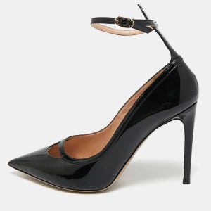 Valentino Black Patent Leather Ankle Strap Pumps Size 37.5, Pumps - Luxury Closet catalog