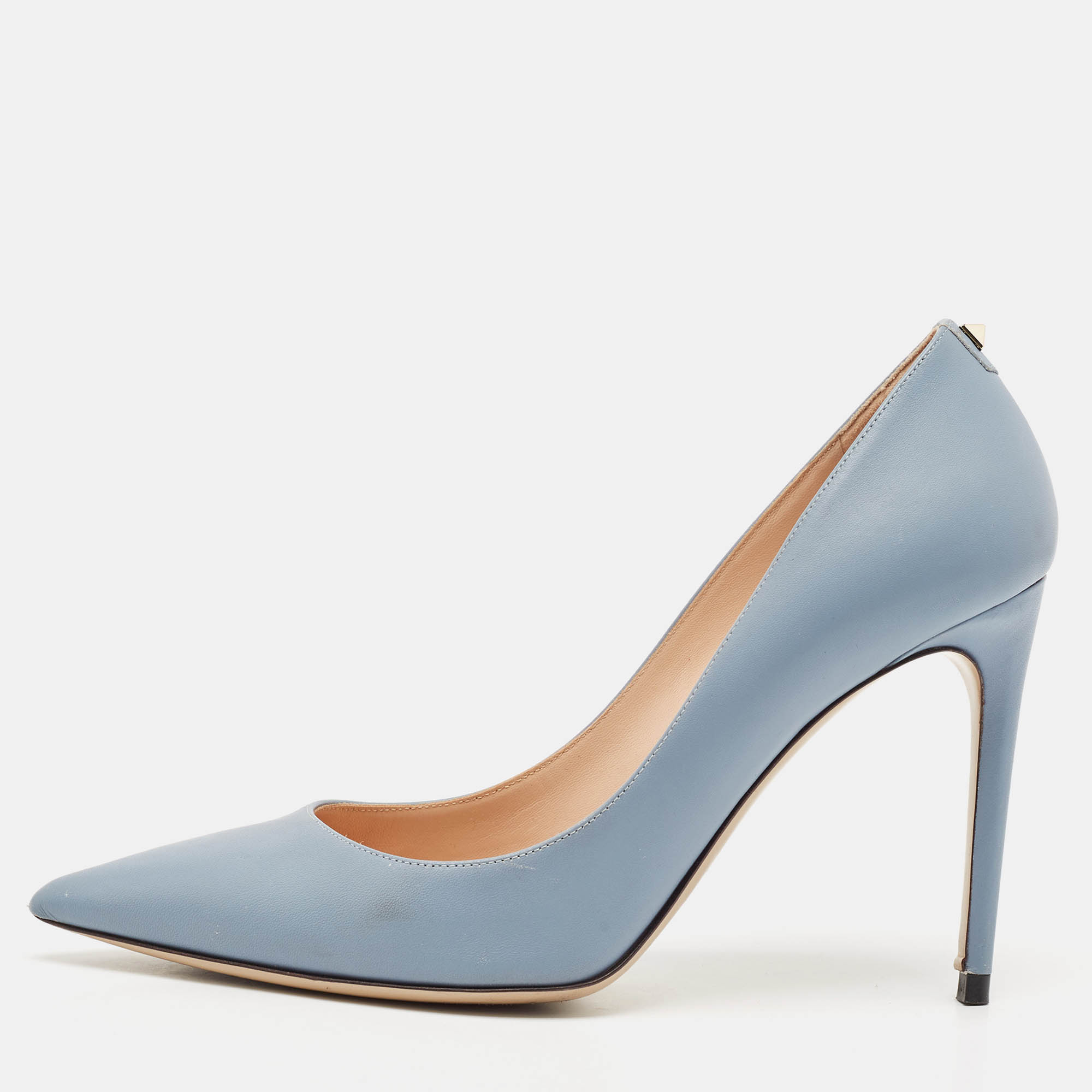 Valentino Blue Leather Pointed Toe Pumps Size 39.5, Pumps - Luxury Closet catalog