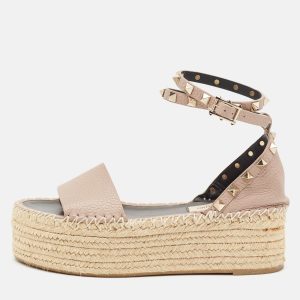 Valentino Blush Leather Rockstud Platform Espadrille Sandals Size 36, Sandals - Luxury Closet catalog