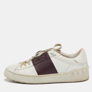Valentino White and Burgundy Leather Open Low Top Sneakers Size 37, Athletic Shoes & Sneakers - Luxury Closet catalog