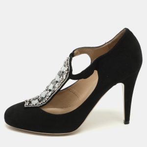 Valentino Black Suede Crystal Embellished Pumps Size 40, Pumps - Luxury Closet catalog