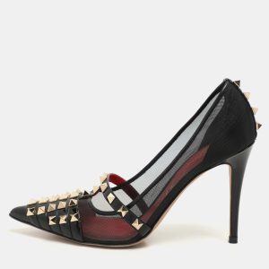 Valentino Black Patent Leather and Mesh Rockstud Alcove Pumps Size 36.5, Pumps - Luxury Closet catalog