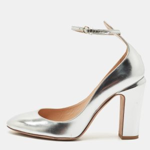 Valentino Silver Leather Tango Ankle Strap Block Heel Pumps Size 40, Pumps - Luxury Closet catalog
