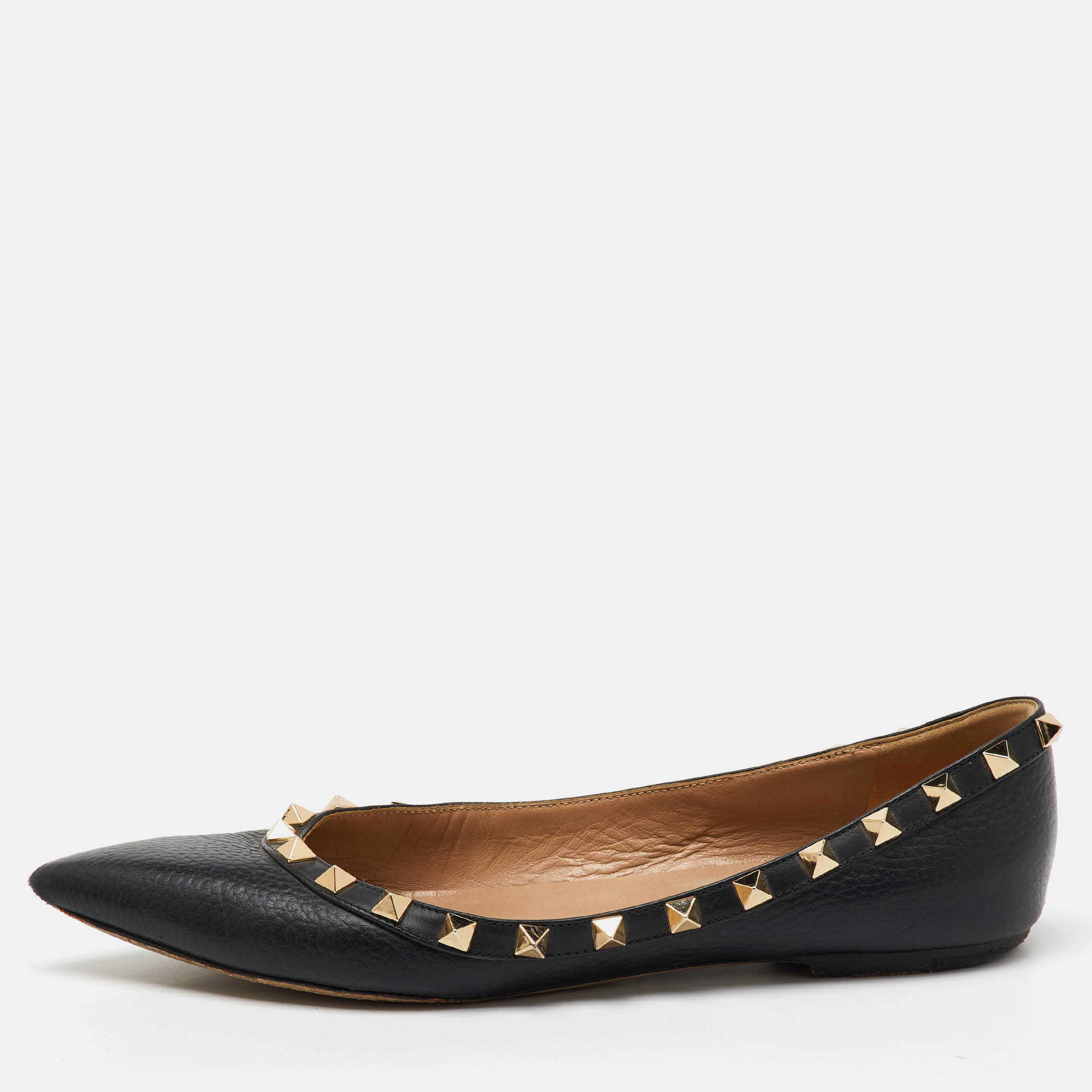 Valentino Black Leather Rockstud Ballet Flats Size 37, Flats - Luxury Closet catalog