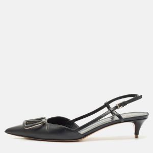 Valentino Black Leather VLogo Slingback Pumps Size 37, Pumps - Luxury Closet catalog