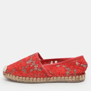 Valentino Red Lace Espadrille Flats Size 36, Flats - Luxury Closet catalog