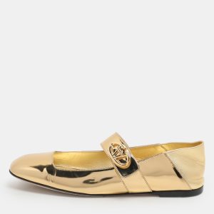 Valentino Gold Patent Leather VLogo Locker Mary Jane Ballet Flats Size 36.5, Flats - Luxury Closet catalog