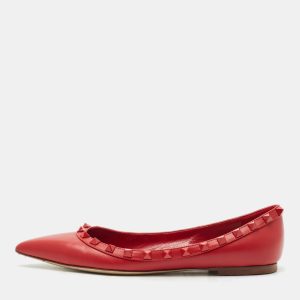 Valentino Red Leather Rockstud Ballet Flats Size 37, Flats - Luxury Closet catalog