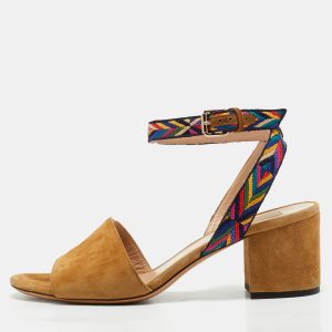 Valentino Brown Canvas and Suede Ankle Strap Sandals Size 37, Sandals - Luxury Closet catalog
