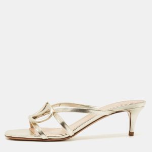 Valentino Metallic Leather VLogo Signature Slide Sandals Size 36, Sandals - Luxury Closet catalog